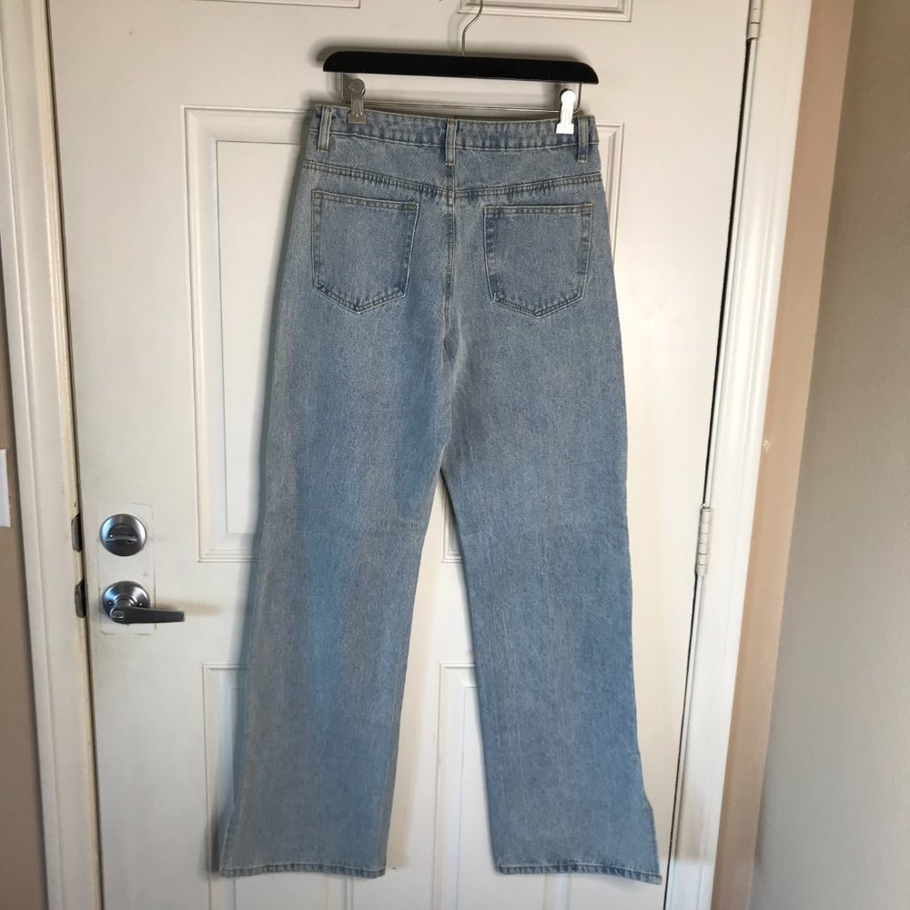 Beige Botany Women's Straight Leg Split Hem Jeans Light Blue ~ Size L (Tall) - Picture 4 of 6